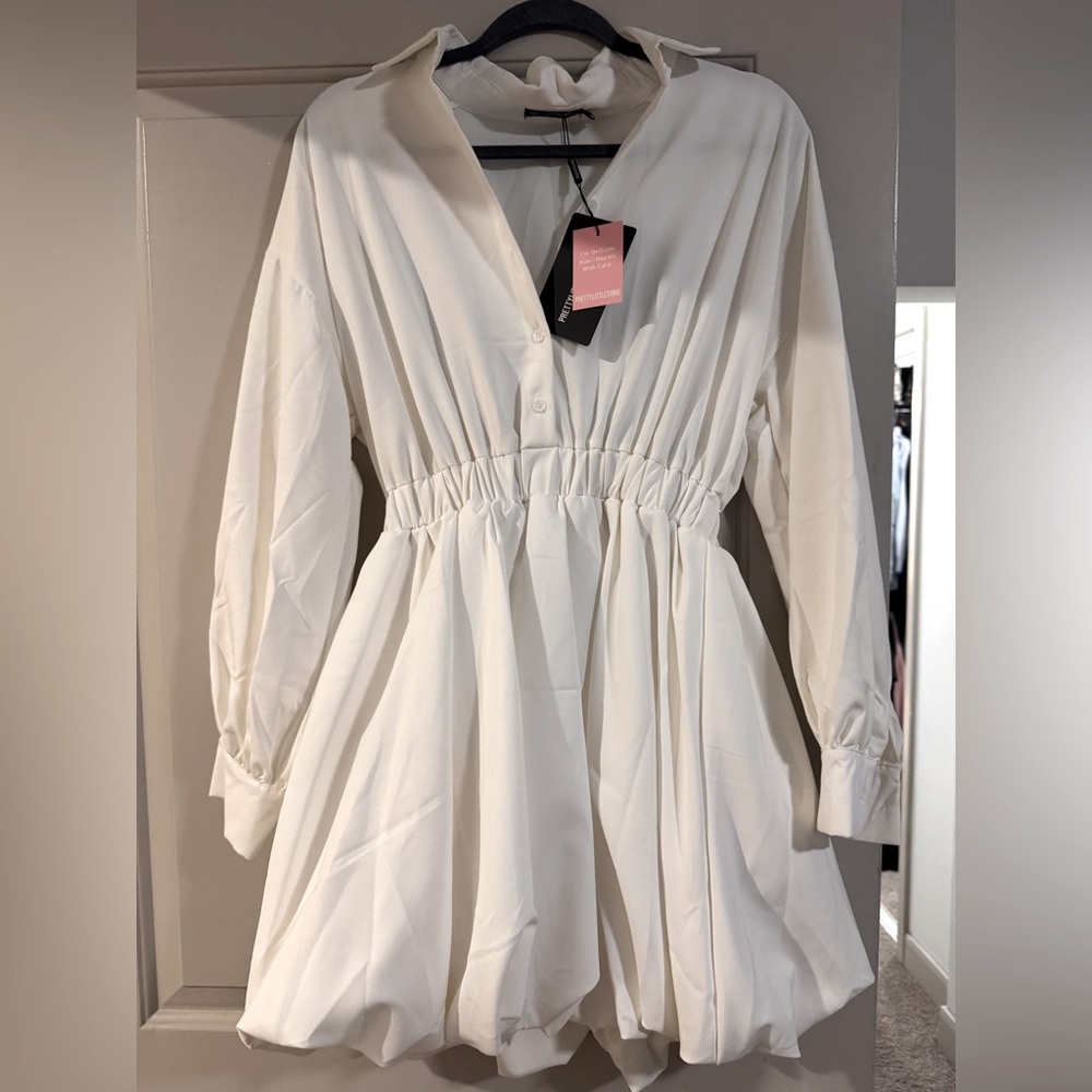 Elegant White Button-Up Dress